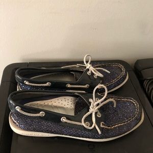 Navy sparkle glitter Sperrys